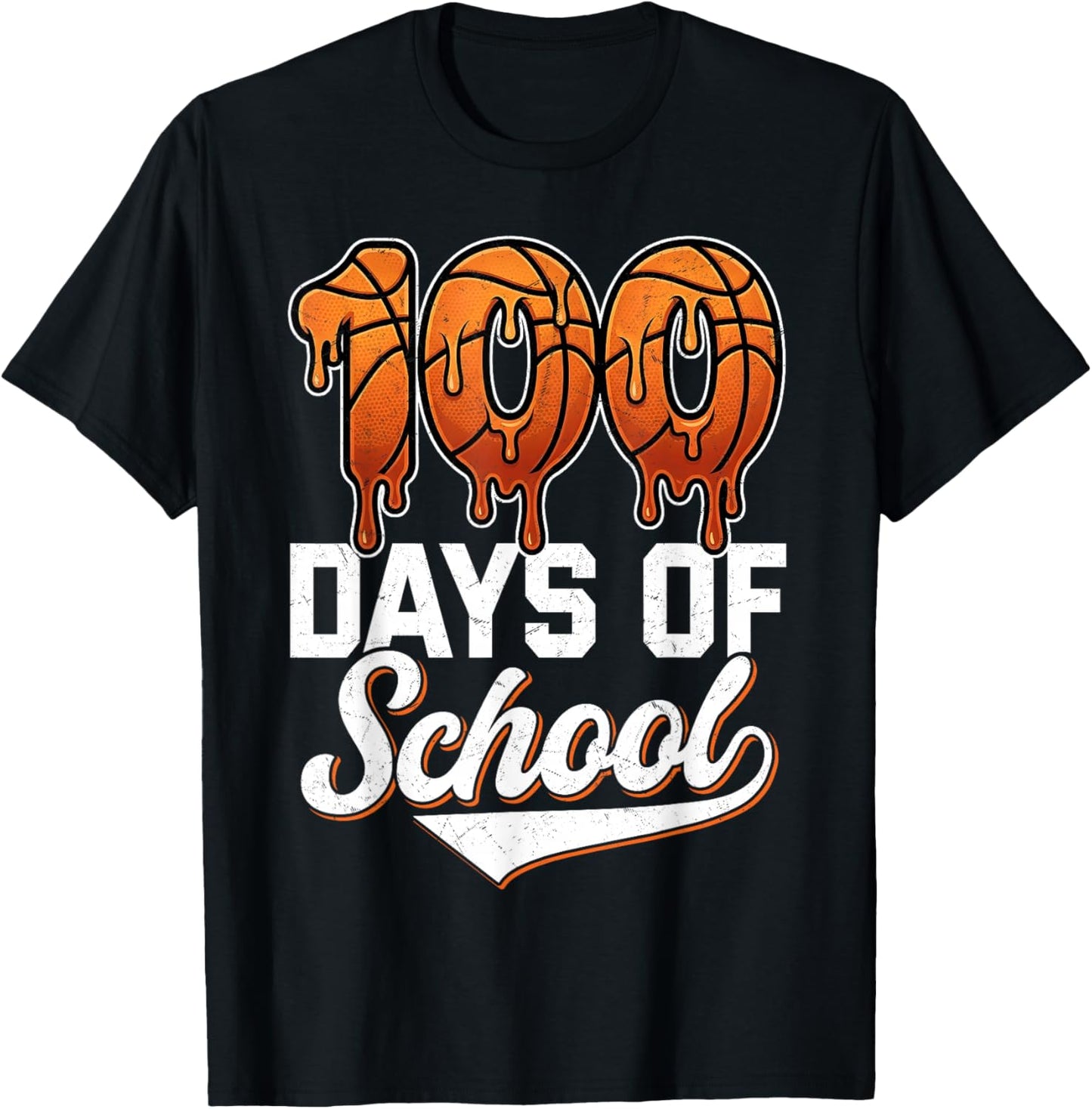 100 Days of School Basketball Drip 100th Day of School Boys T-Shirt - T-Shirt | Black