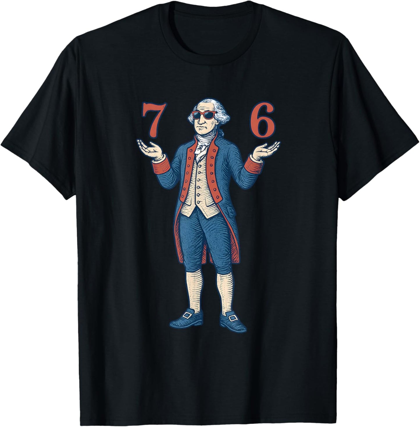 67 George Washington 7 6 Meme Six Seven 6-7 4th of July T-Shirt - T-Shirt | Black