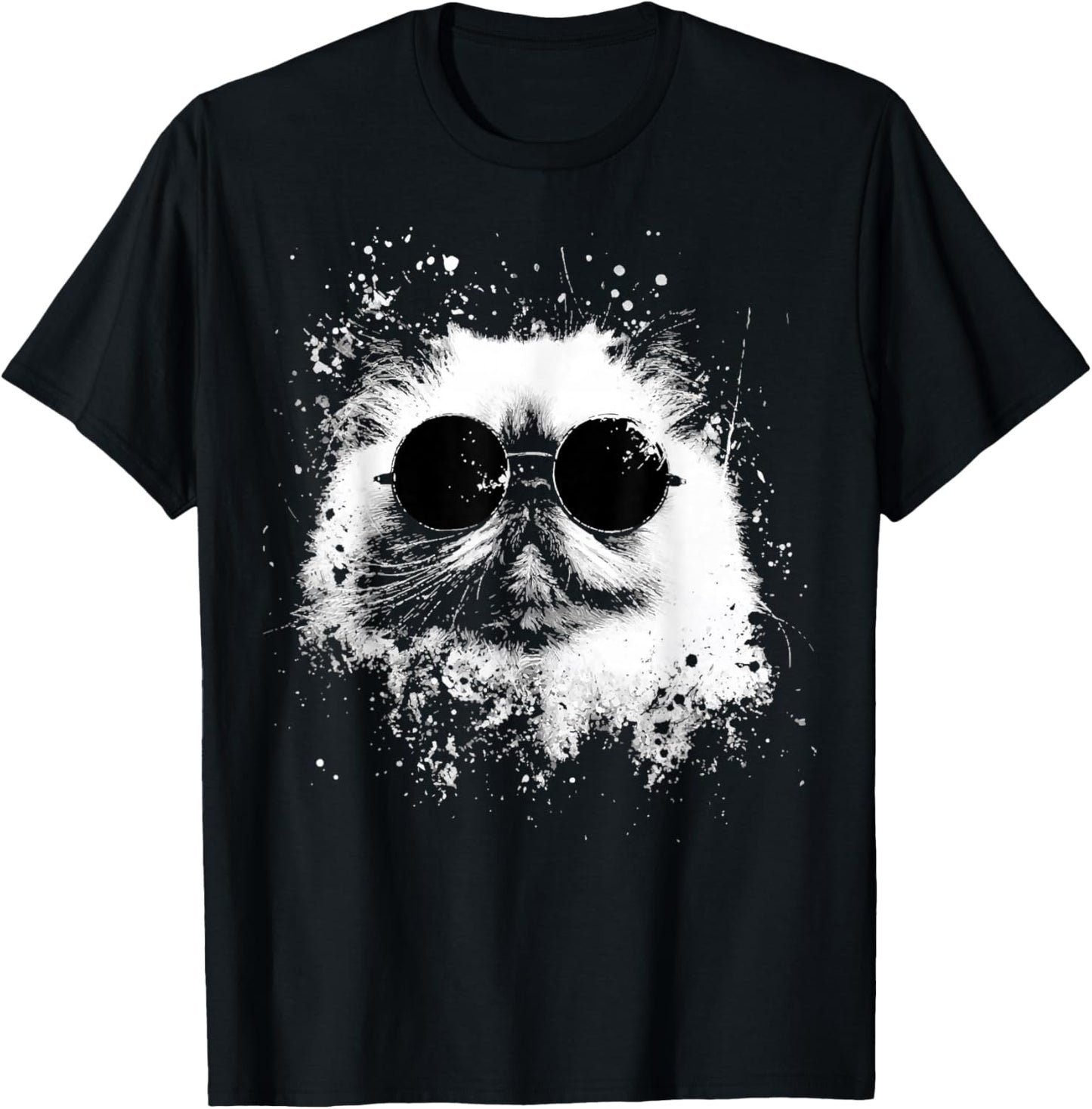 Himalayan Cat with Sunglasses Grunge Style Hipster T-Shirt - T-Shirt | Black