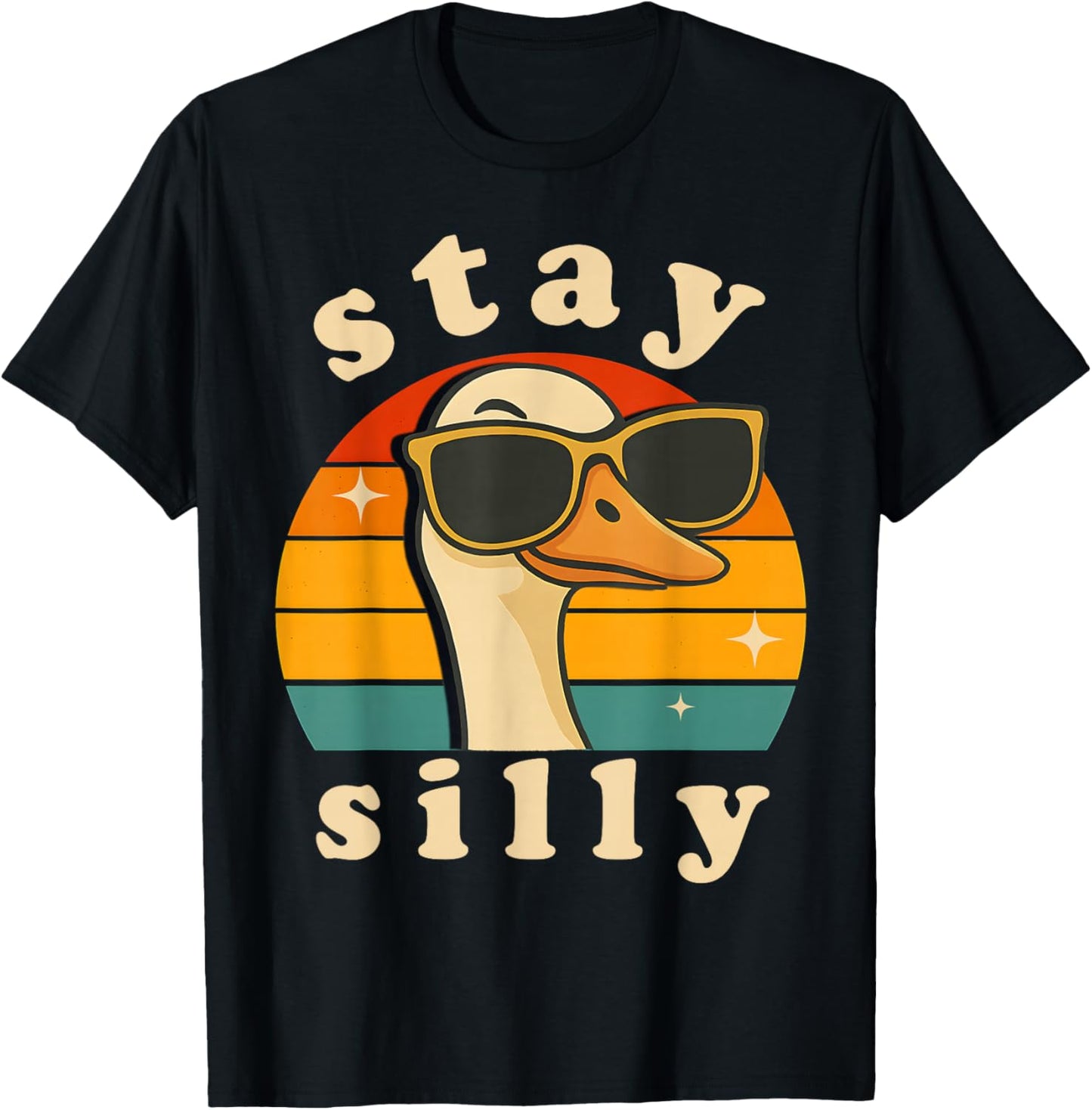 Stay Silly Goose Boys Kids Retro Cute Matching Friends 70s T-Shirt - T-Shirt | Black
