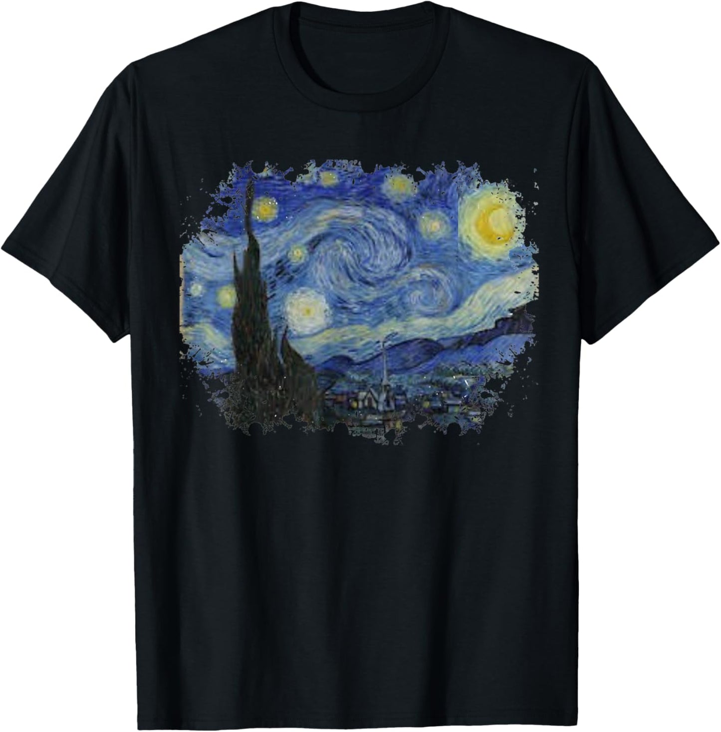 Vintage Starry Night Style Van Gogh T-Shirt - T-Shirt | Black
