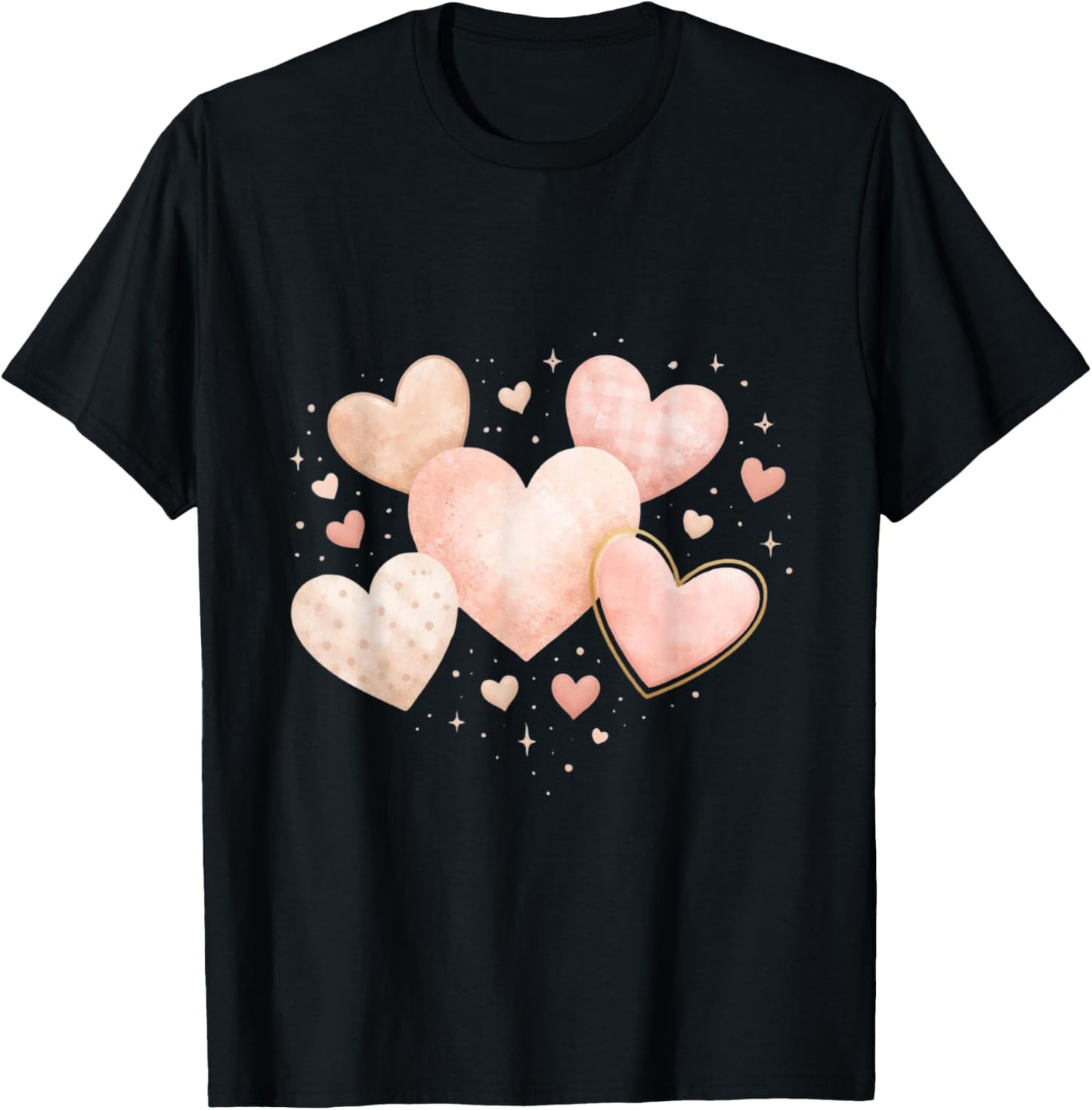Hearts Design – Cute Valentine’s Day Love Artwork T-Shirt - T-Shirt | Black