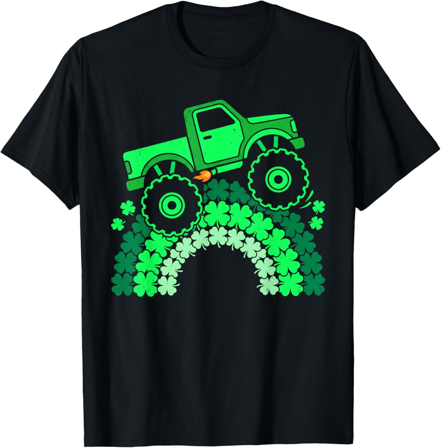Monter Truck Lucky Shamrock Funny St Patrick's Day Kids Boys T-Shirt - T-Shirt | Black