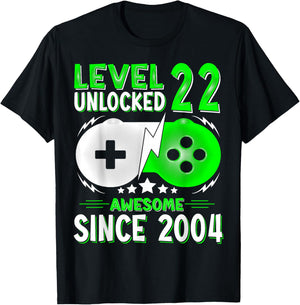 Level 22 Unlocked Birthday 22 Years Old Gifts 22nd Birthday T-Shirt - T-Shirt | Black