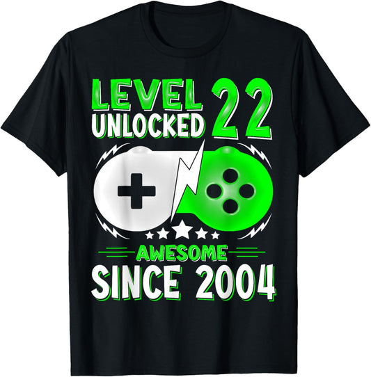 Level 22 Unlocked Birthday 22 Years Old Gifts 22nd Birthday T-Shirt - T-Shirt | Black