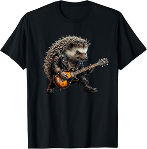 Epic Punk Hedgehog Rock'n Roll Guitar Kids Future Rock Star T-Shirt - T-Shirt | Black