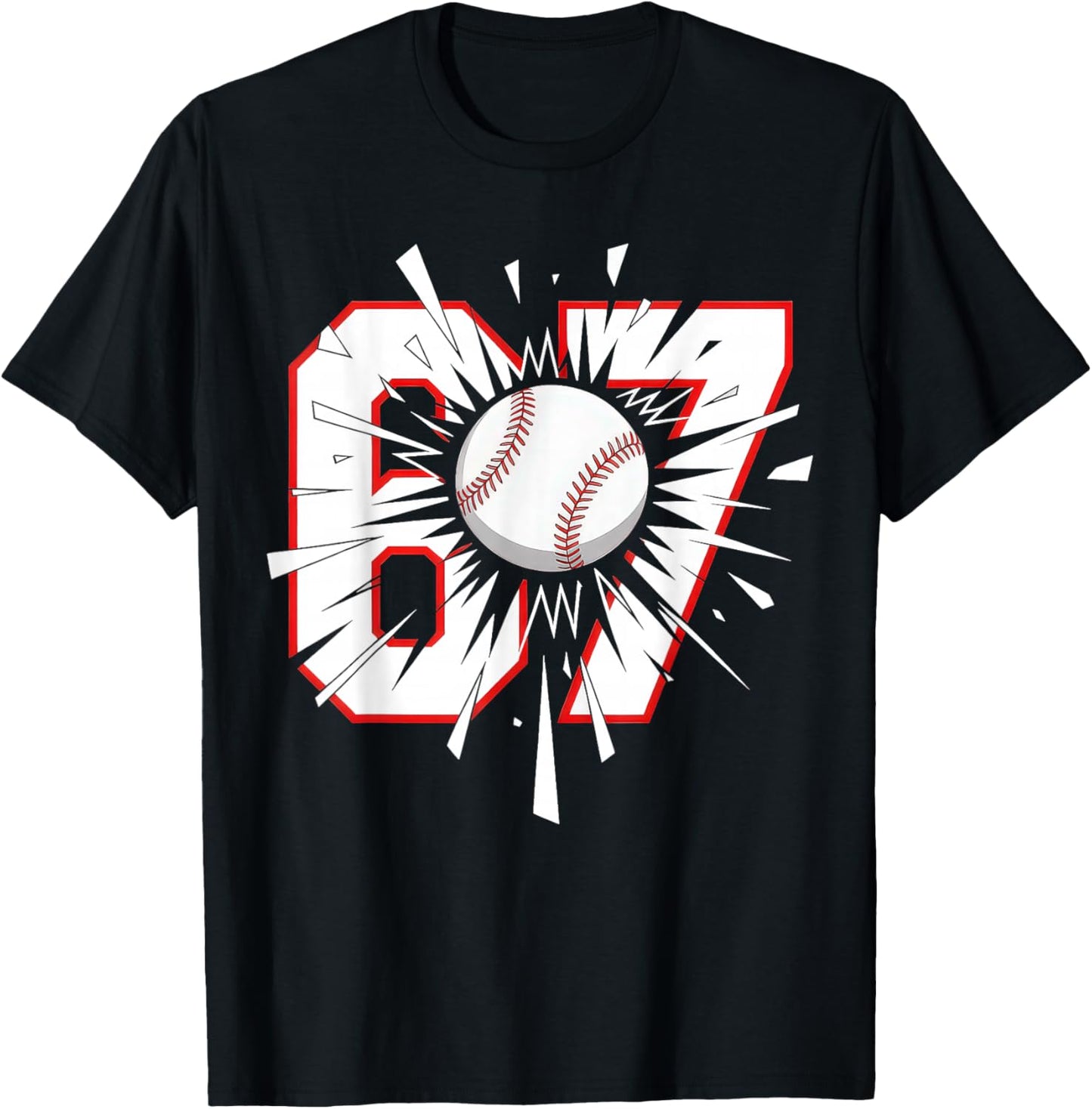 67 Baseball Six Seven 6 7 Meme 6-7 T-Shirt - T-Shirt | Black