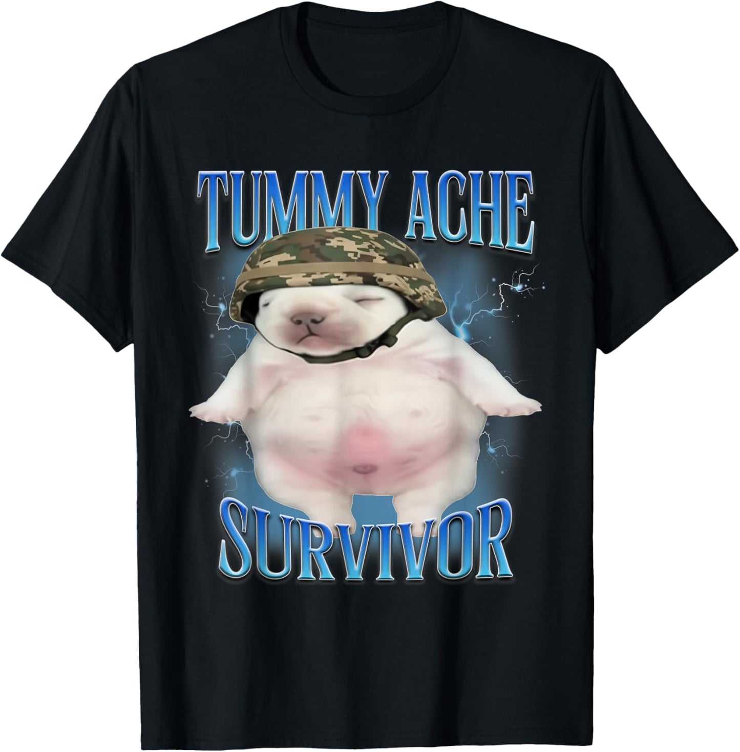 Tummy Ache Survivor Funny Pibble Graphic Meme Brainrot T-Shirt - T-Shirt | Black