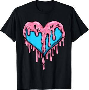 Gamma Blue Art Heart Ice Cream Dripping Valentine Day T-Shirt - T-Shirt | Black