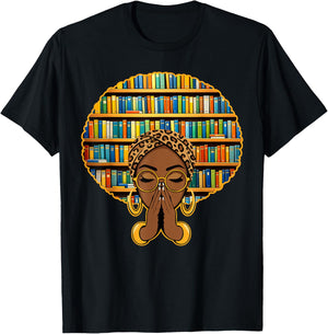 Melanin Afro Women Girl Book Librarian Black History African T-Shirt - T-Shirt | Black
