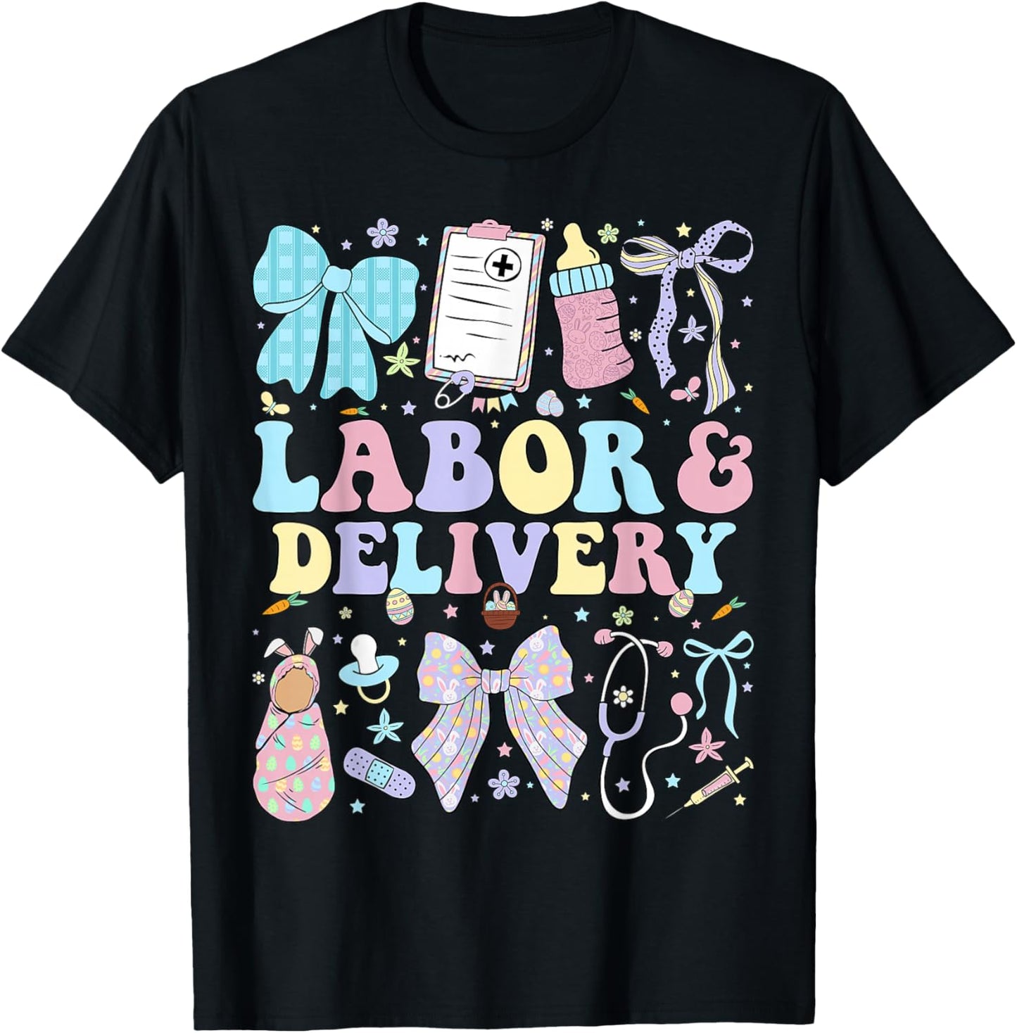 Labor and Delivery Nurse Coquette L&D Nurse Easter T-Shirt - T-Shirt | Black