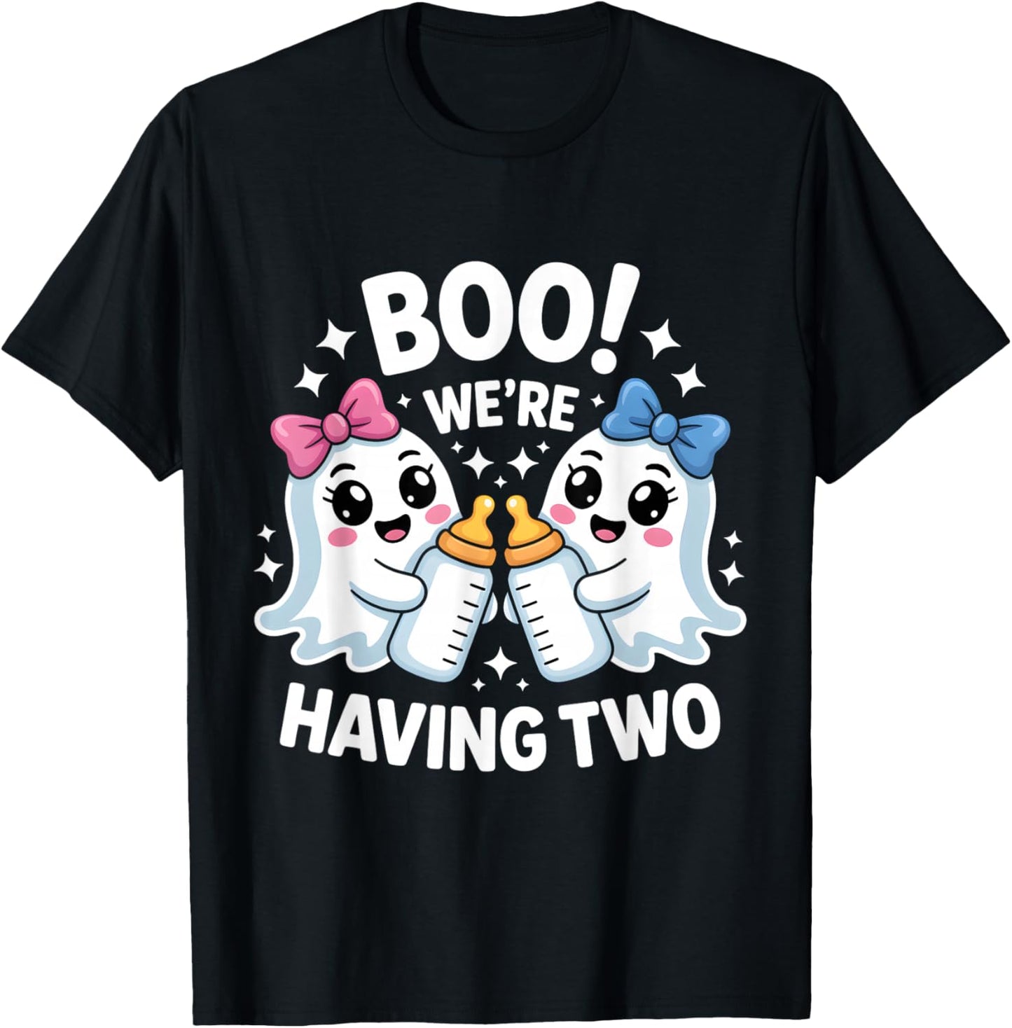 we’re Having Two Ghost Twins Halloween Reveal Funny Boo T-Shirt - T-Shirt | Black
