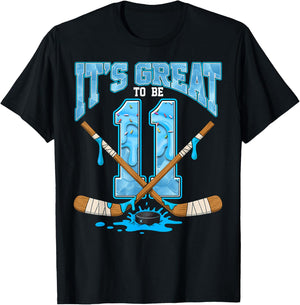 11th Birthday Hockey Lovers It's Great to Be 11 Years Old T-Shirt - T-Shirt | Black