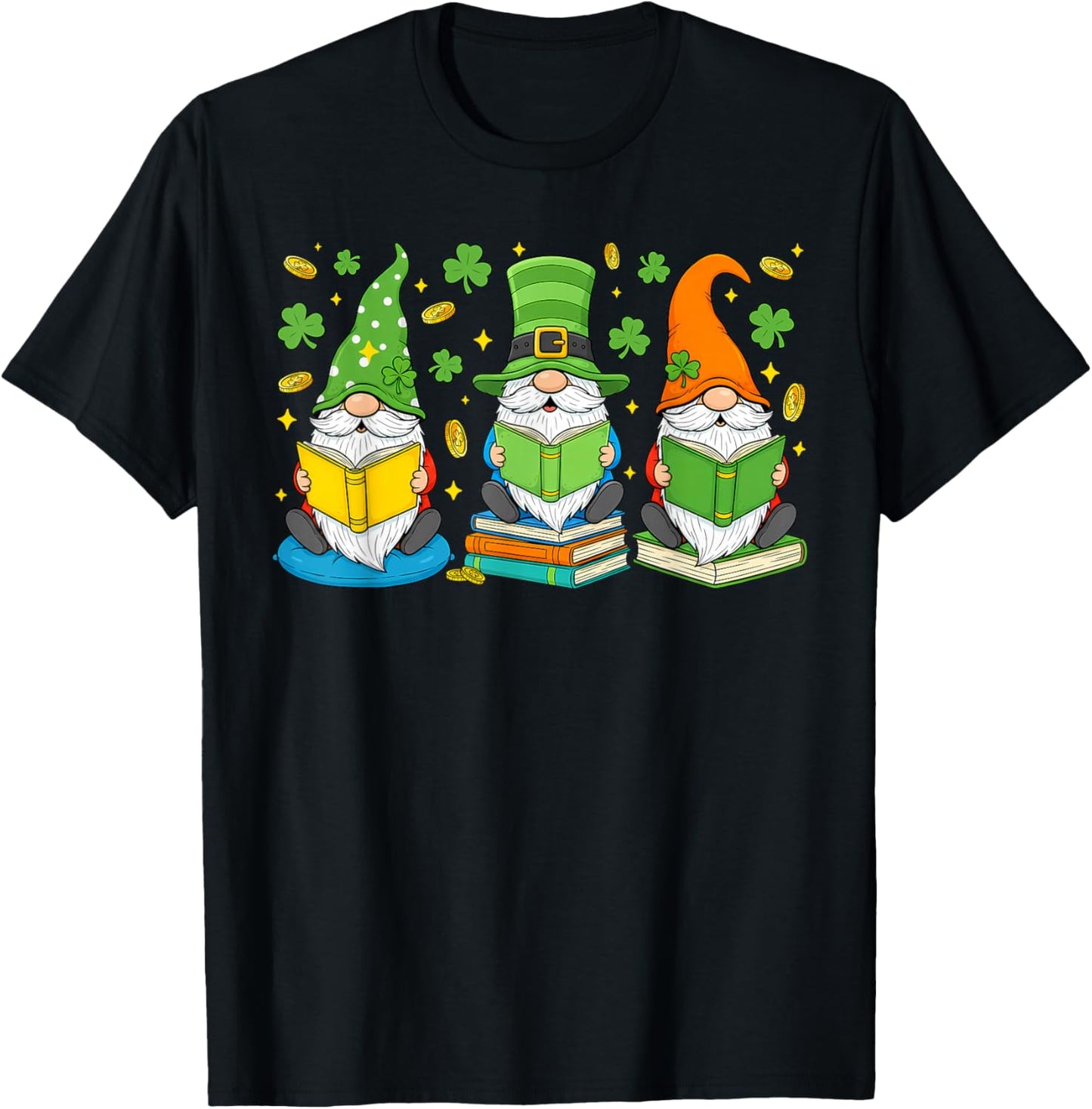 Gnomes Reading Books St Patricks Day Irish Teacher Women T-Shirt - T-Shirt | Black