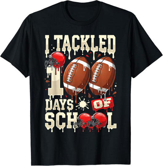 I Tackled 100 Days of School Football 100 Days Smarter Boys T-Shirt - T-Shirt | Black