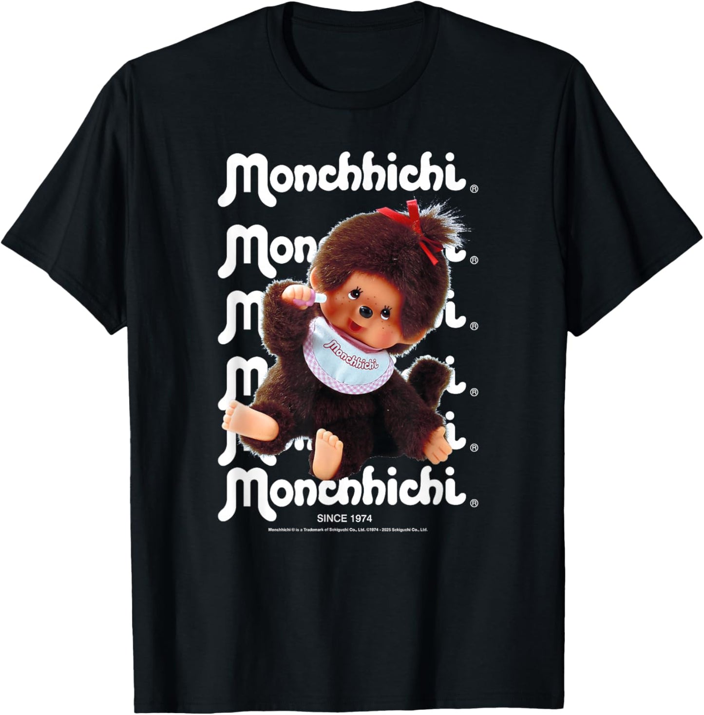 Monchhichi Cute Thumbs Up Fluffy Little Guy Vintage Photo T-Shirt - T-Shirt | Black