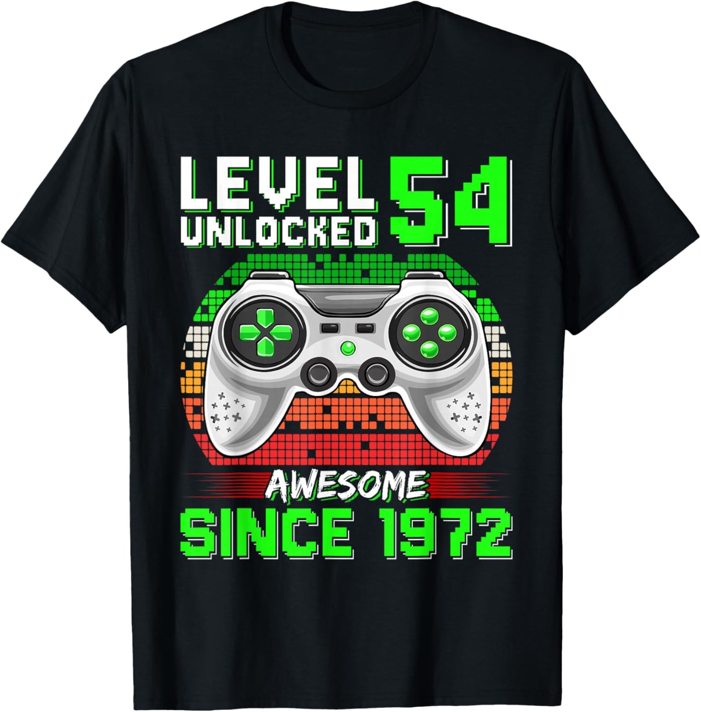 Level 54 Unlocked Awesome Since 1972 Video Gamer 54th Bday T-Shirt - T-Shirt | Black