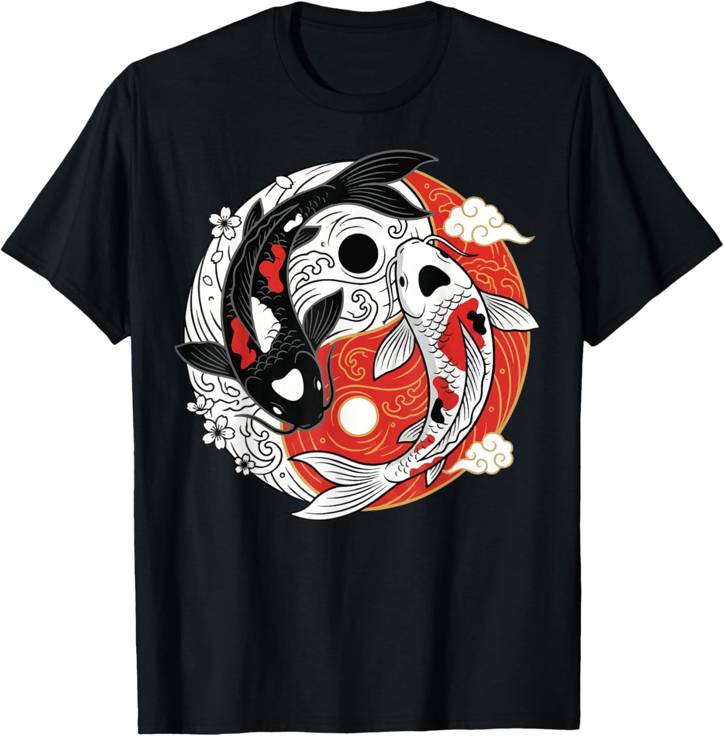 Japanese Koi Yin Yang Japan T-Shirt - T-Shirt | Black
