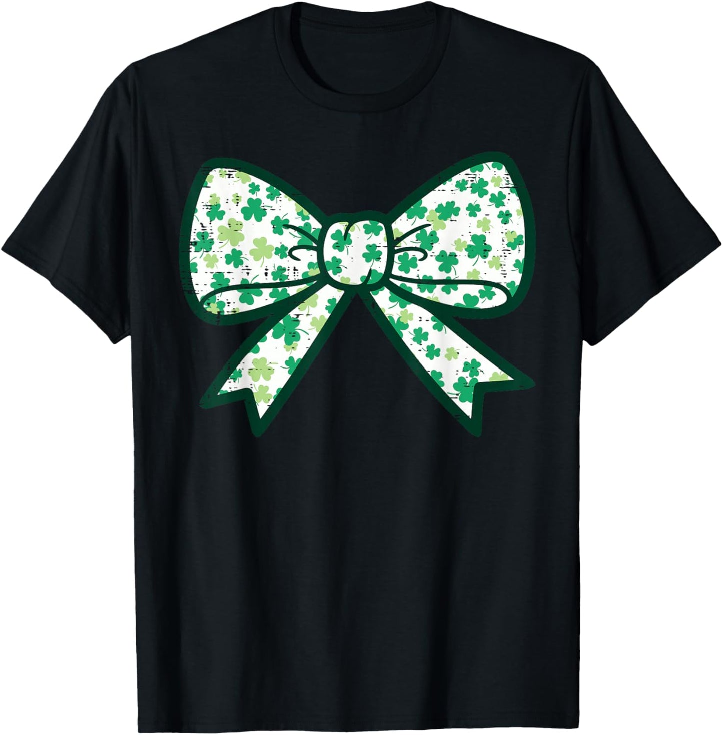 St Patricks Day Bow Ribbon Saint Paddys Girls Kids Women T-Shirt - T-Shirt | Black