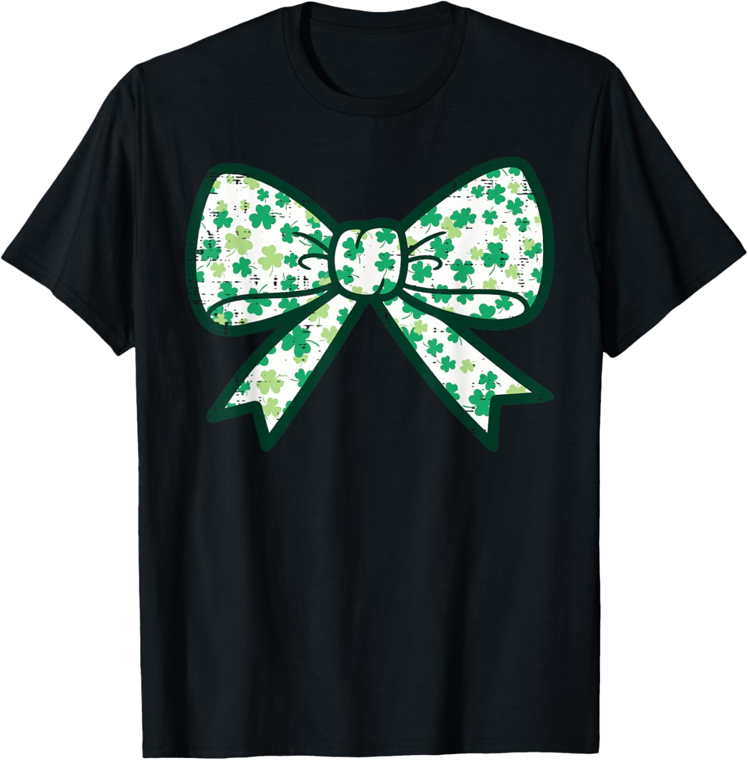 St Patricks Day Bow Ribbon Saint Paddys Girls Kids Women T-Shirt - T-Shirt | Black