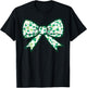 St Patricks Day Bow Ribbon Saint Paddys Girls Kids Women T-Shirt - T-Shirt | Black