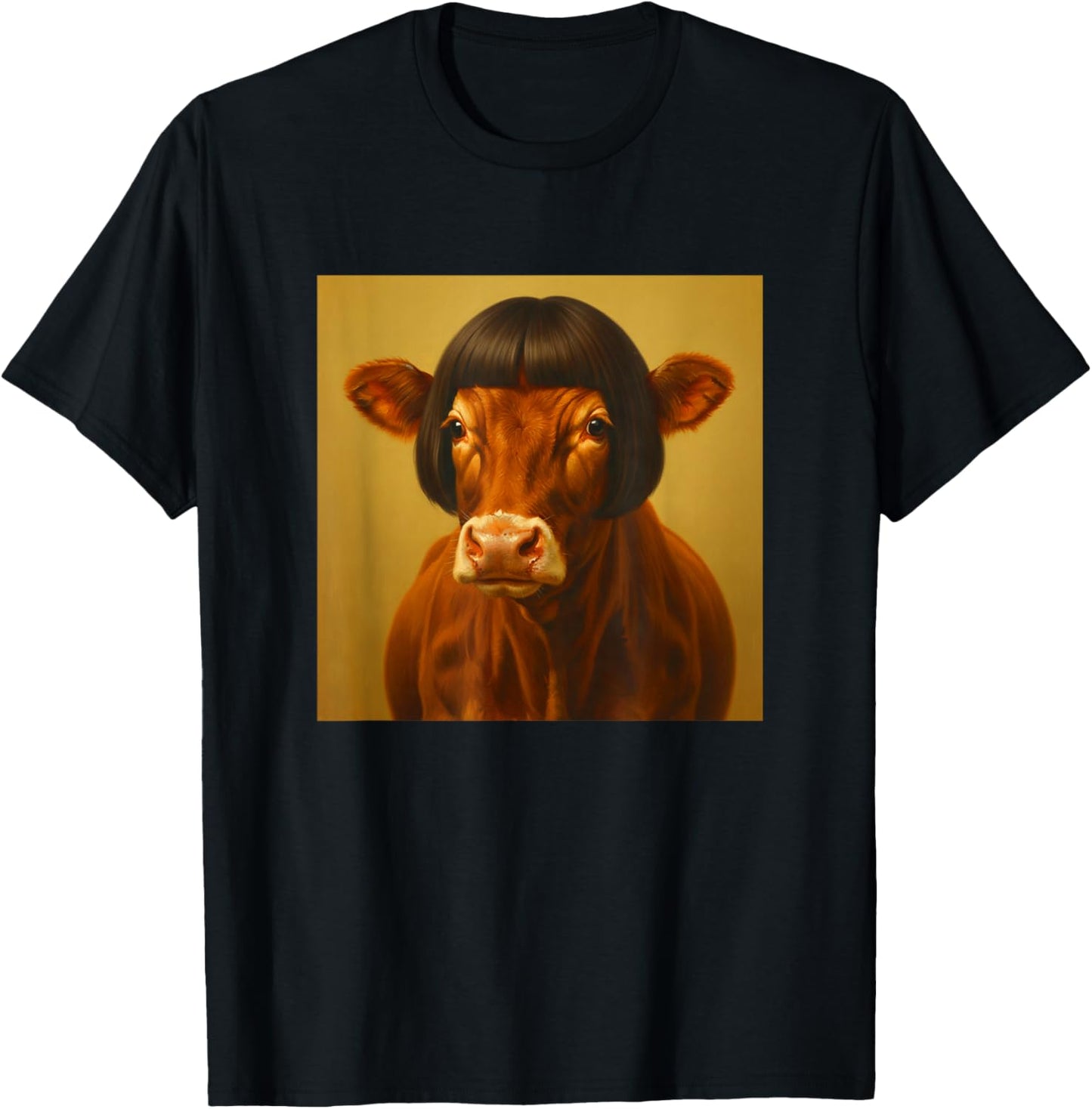 Funny Cow Bob Haircut Farm Animal Meme Women Kids T-Shirt - T-Shirt | Black