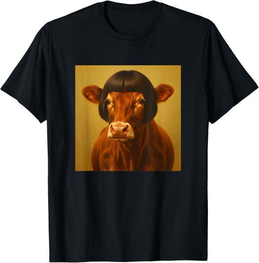 Funny Cow Bob Haircut Farm Animal Meme Women Kids T-Shirt - T-Shirt | Black