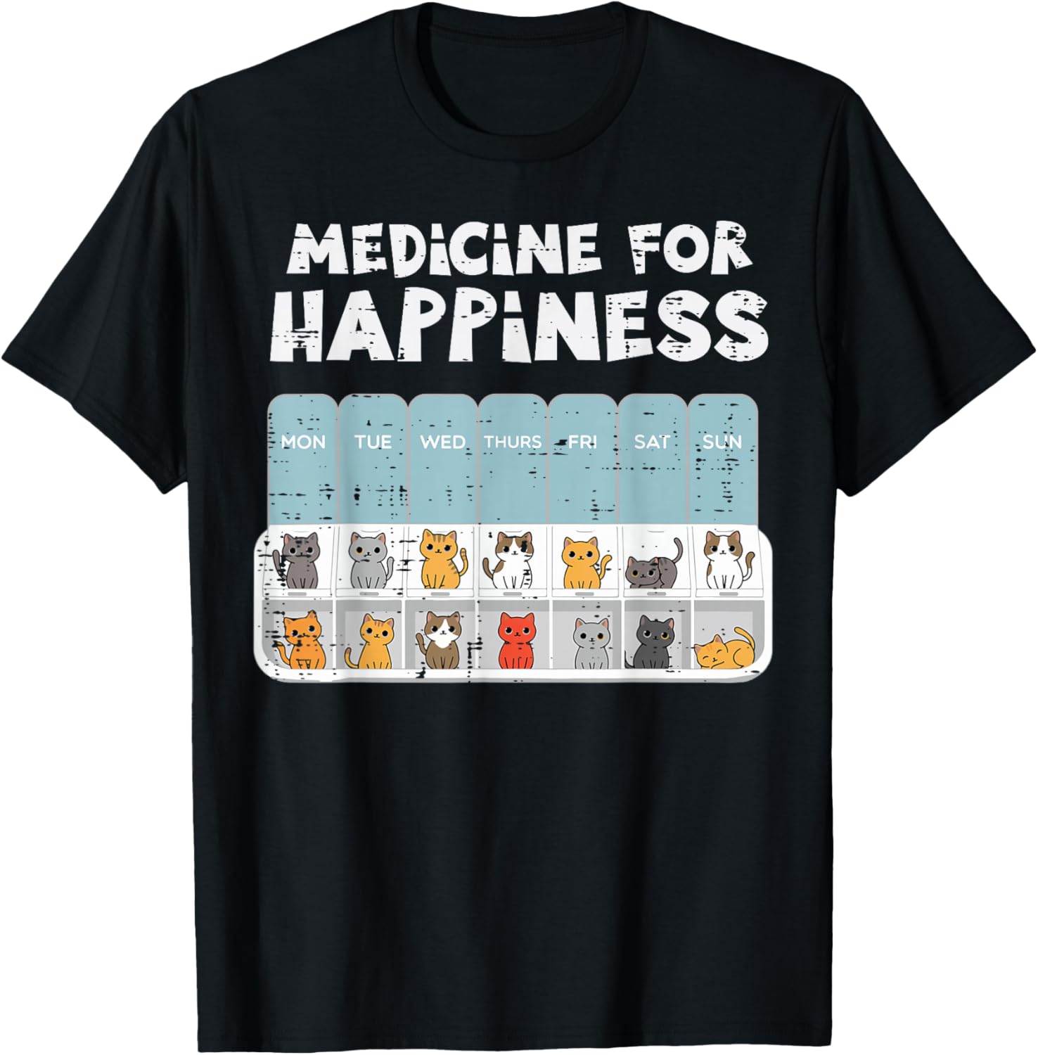 Cats Medicine for Happiness Cute Kittens Women Girls Kids T-Shirt - T-Shirt | Black
