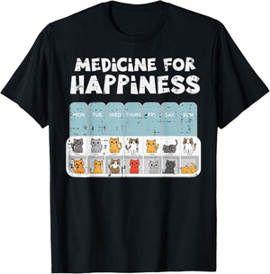 Cats Medicine for Happiness Cute Kittens Women Girls Kids T-Shirt - T-Shirt | Black