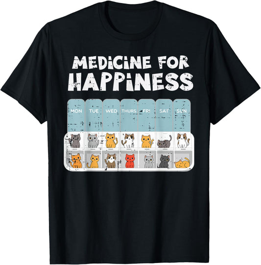 Cats Medicine for Happiness Cute Kittens Women Girls Kids T-Shirt - T-Shirt | Black