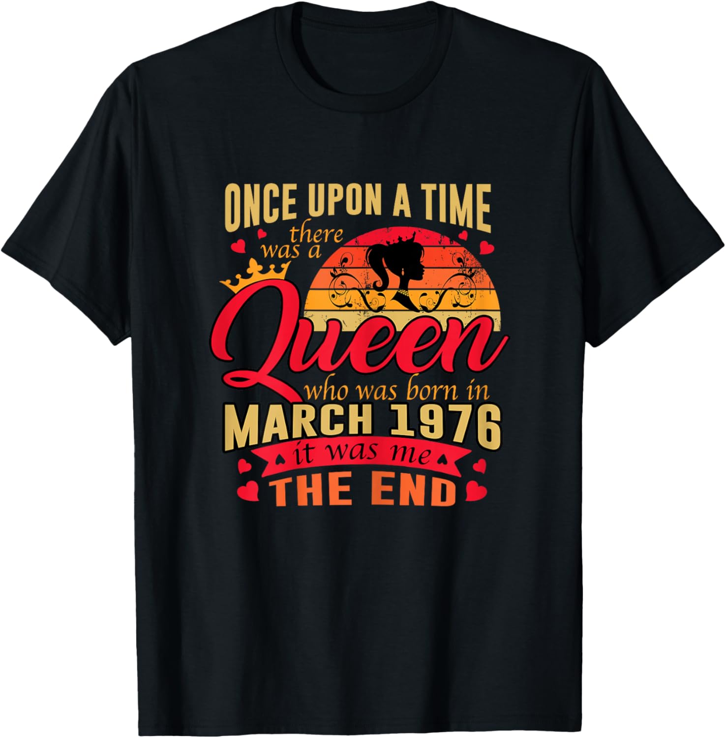 50th Birthday Gift A Queen Born in March 1976 50 Years Old T-Shirt - T-Shirt | Black