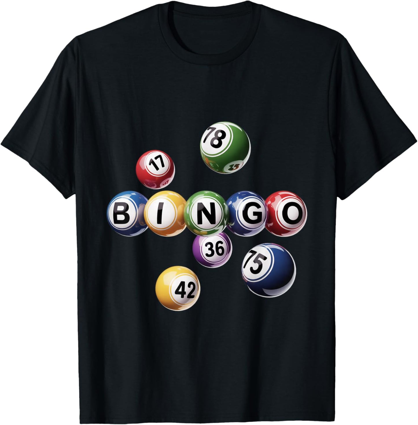 Classic Color Bingo Balls Arrangement T-Shirt - T-Shirt | Black