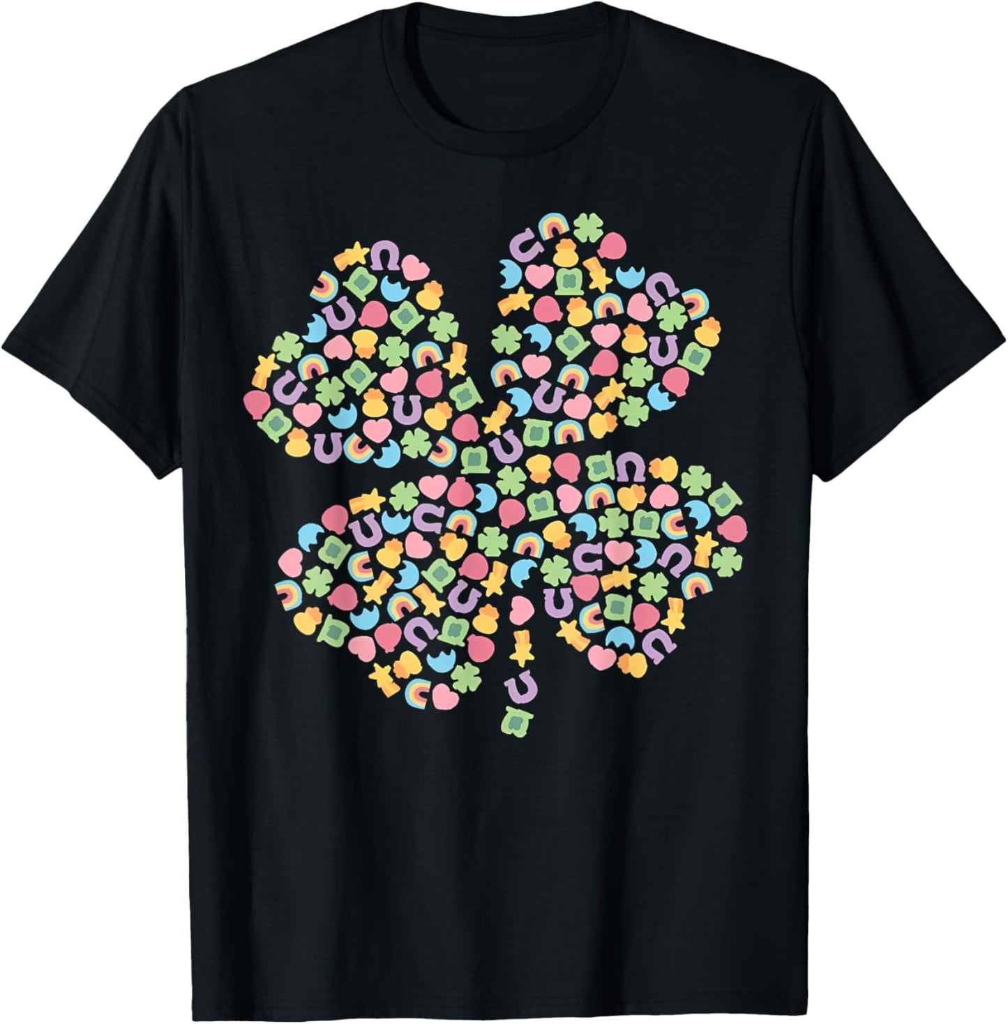 Cute Lucky Charm Four Leaf Clover St Patricks Day Irish T-Shirt - T-Shirt | Black
