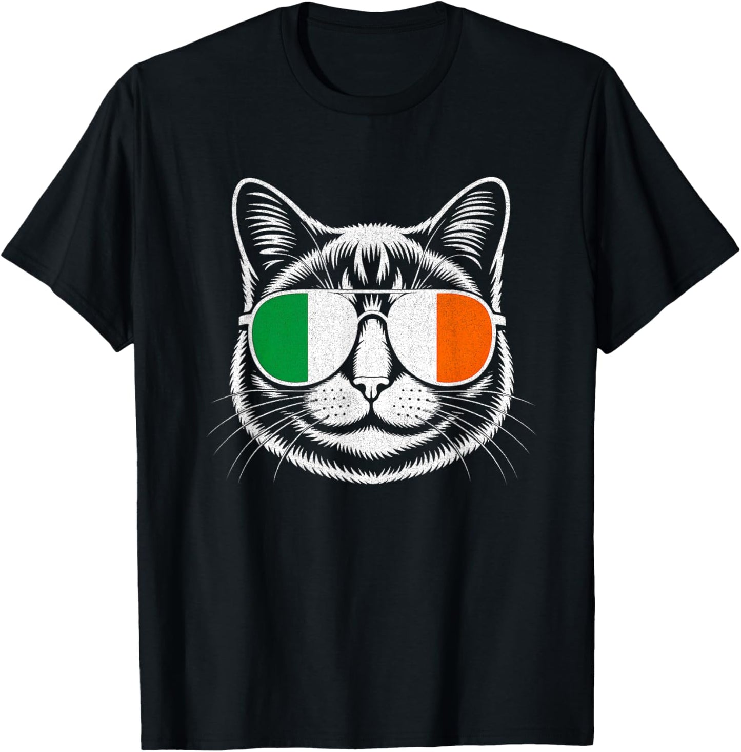 Cat St Patricks Day Ireland Irish Flag Sunglasses Boys Kids T-Shirt - T-Shirt | Black