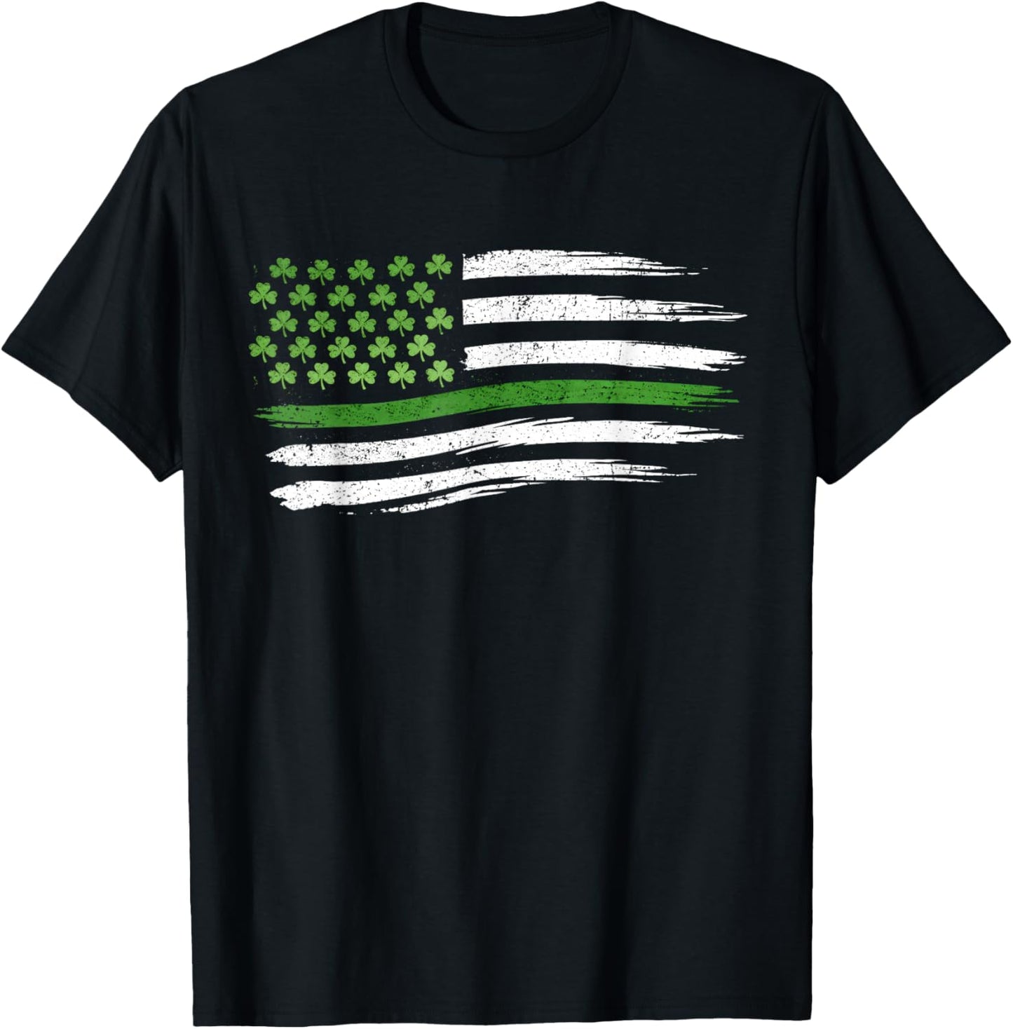 Patriotic Flag with Shamrocks 2026 St. Patrick's Day T-Shirt - T-Shirt | Black