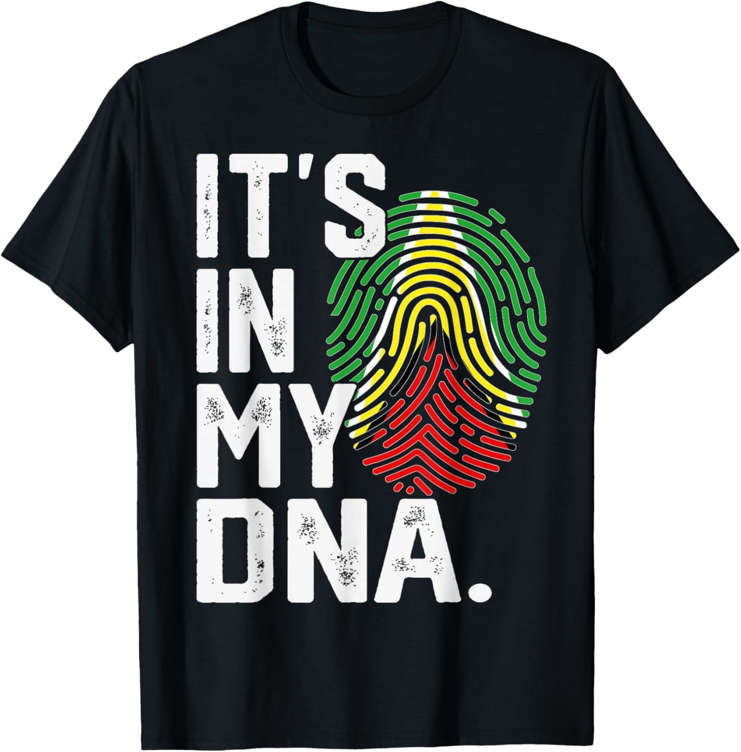 Guyana Roots Flag Fingerprint Graphic Patriotic T-Shirt - T-Shirt | Black