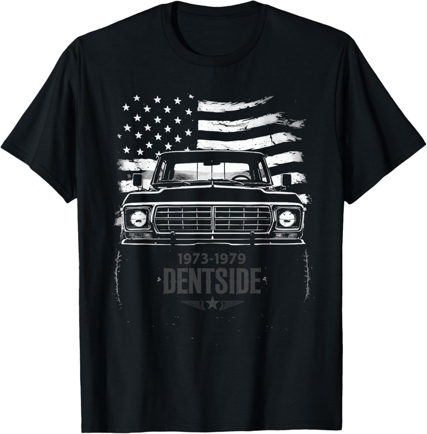 HIghboy Dentside 4x4 Truck Silhouette with Patriotic Flag T-Shirt - T-Shirt | Black