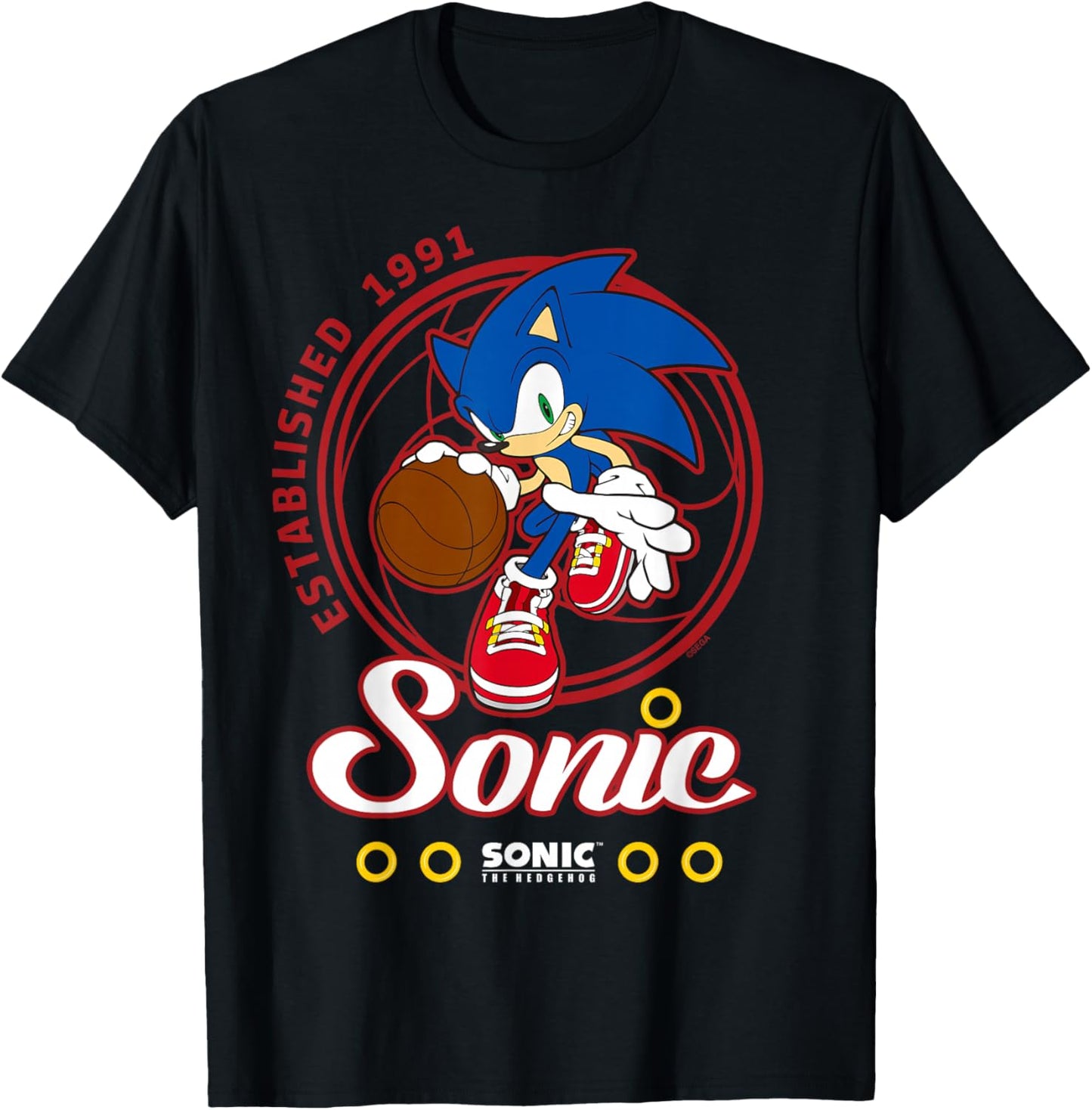 Sonic The Hedgehog - Sonic Basketball Est. 1991 T-Shirt - T-Shirt | Black