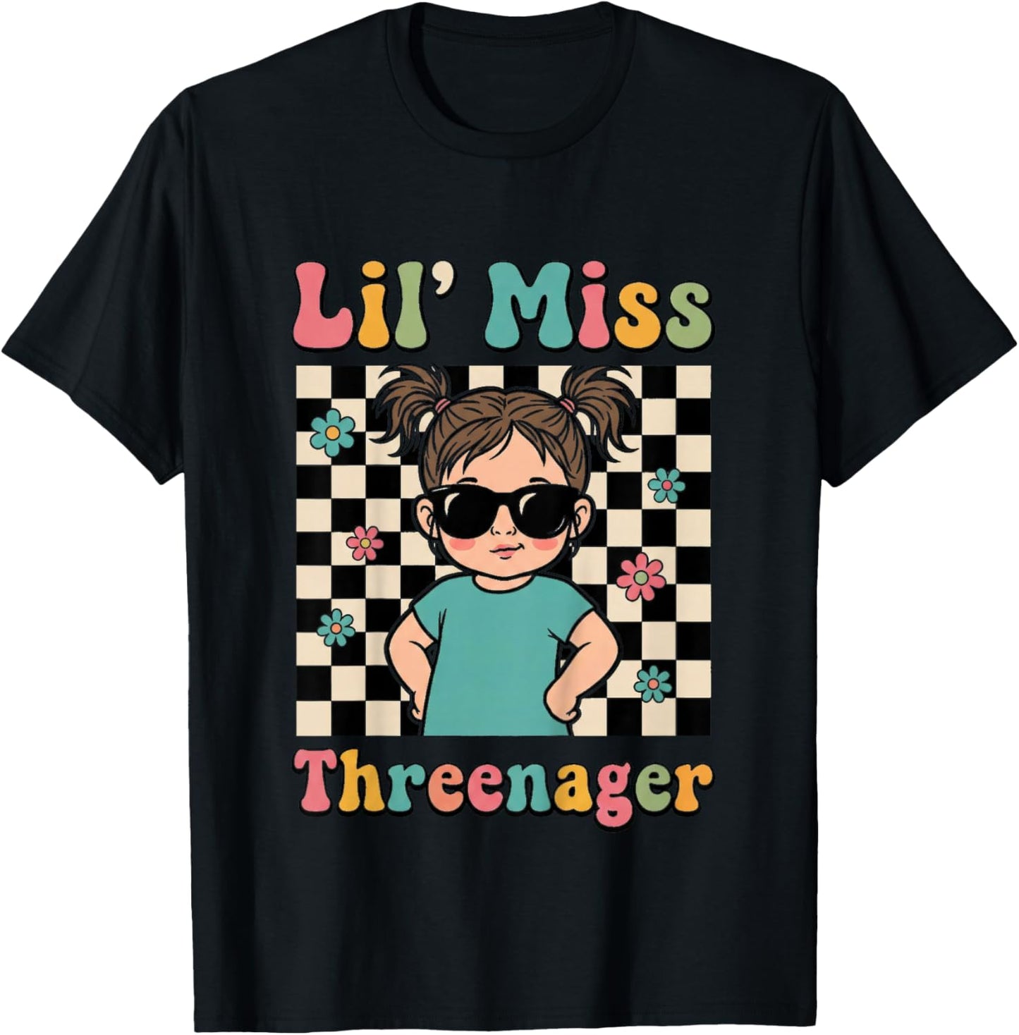 3rd Birthday Girl Sassy Toddler Lil Miss Threenager T-Shirt - T-Shirt | Black