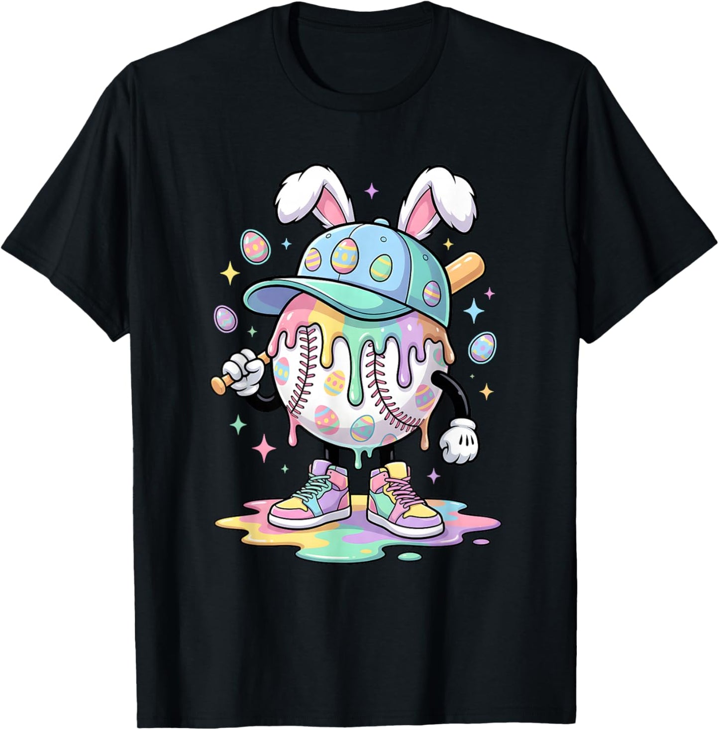 Baseball Drip Icecream Apparel Youth Boy Easter T-Shirt - T-Shirt | Black