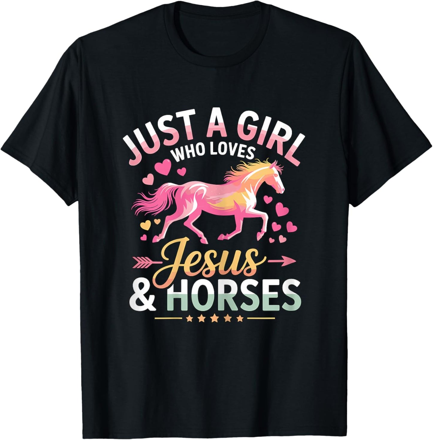 Just a Girl Who Loves Jesus & Horses T-Shirt - T-Shirt | Black