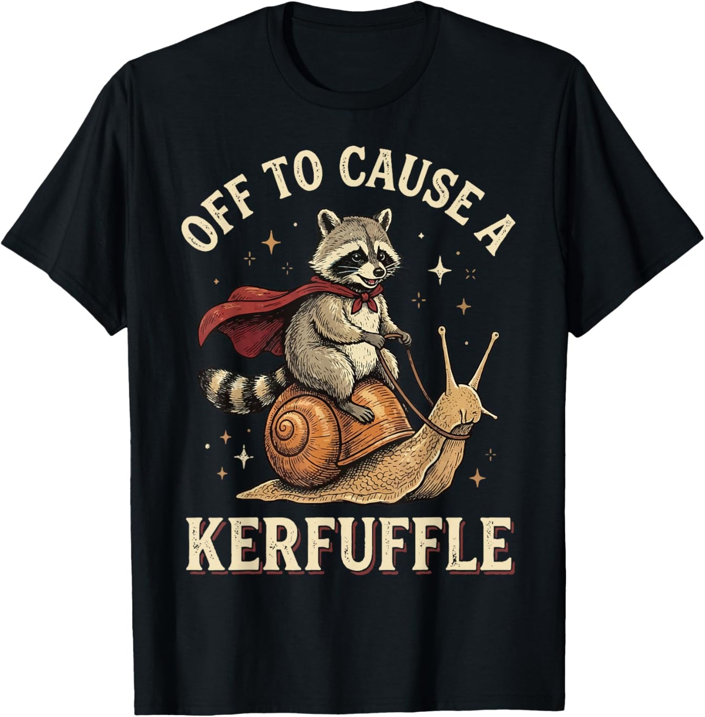 Off to Cause A Kerfuffle Raccoon T-Shirt - T-Shirt | Black