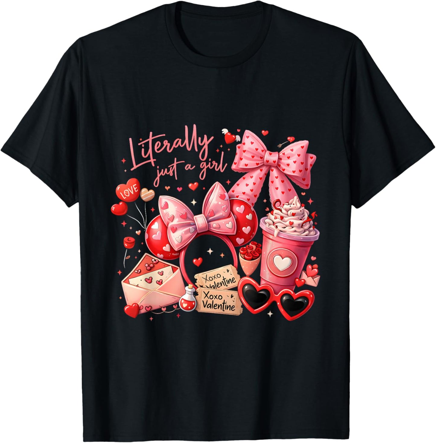 Literally Just a Girl Cute Valentine Aesthetic Gift T-Shirt - T-Shirt | Black