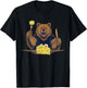 Bear Eating Cheese Funny Illustration for Food Lovers Art T-Shirt - T-Shirt | Black