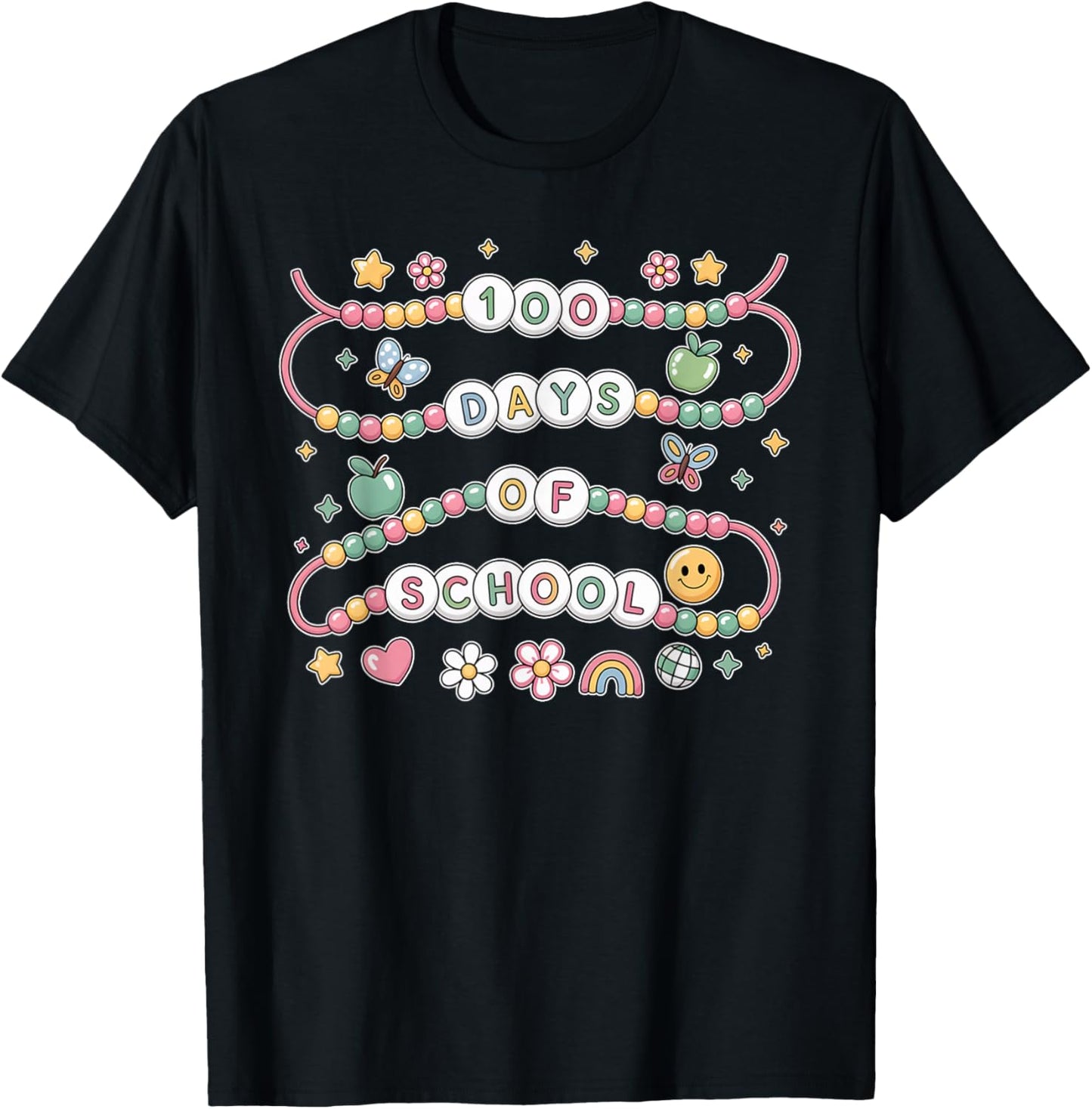100 Days of School Friendship Bracelets 100 Days Smarter Kid T-Shirt - T-Shirt | Black