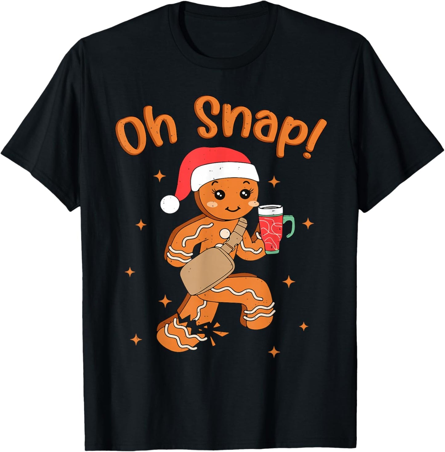 Oh Snap Gingerbread Man Boys Girls Kids Christmas T-Shirt - T-Shirt | Black
