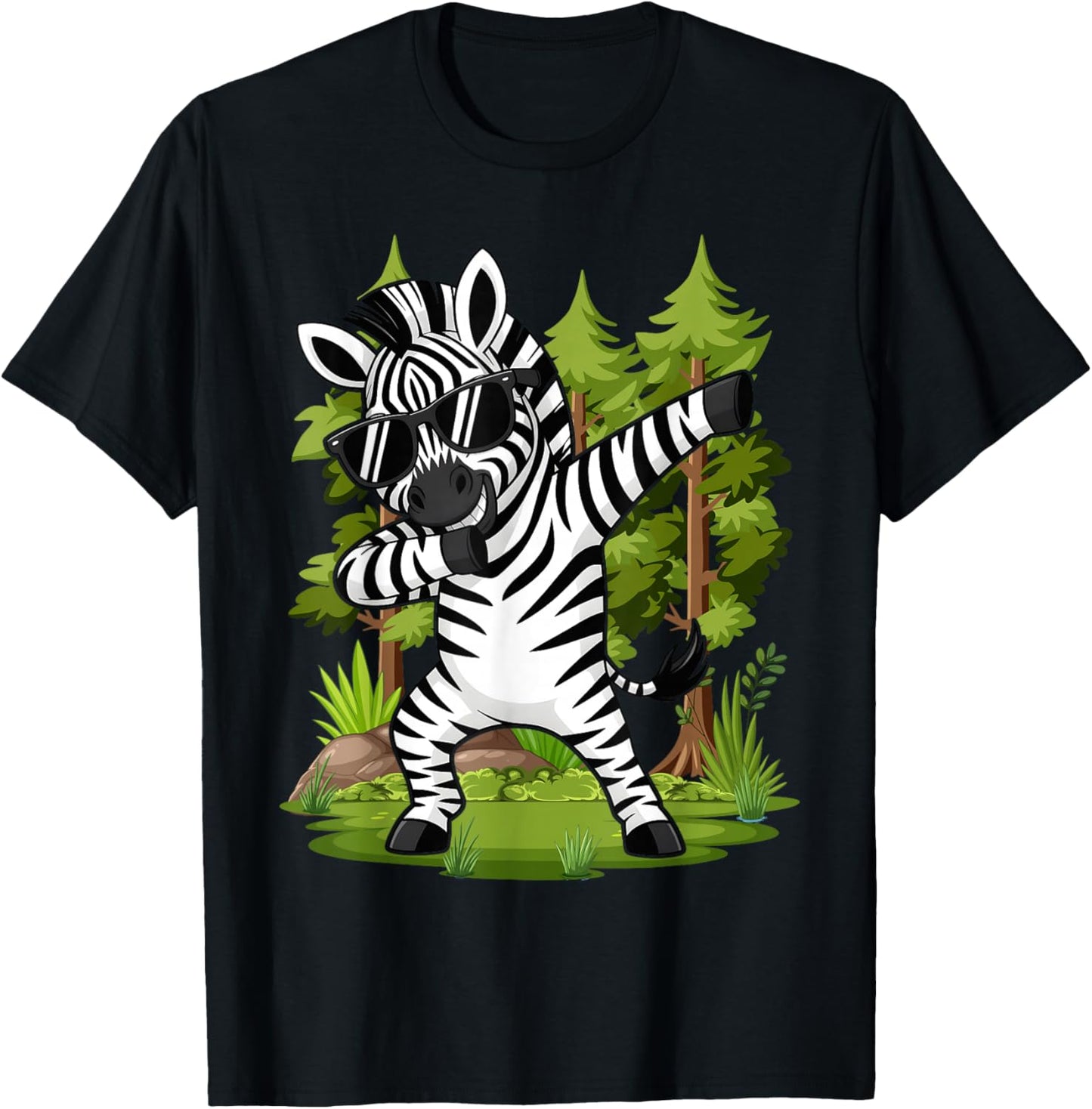Cute Dabbing Zebra Clothes Kids Toddler Boys Animal Print T-Shirt - T-Shirt | Black