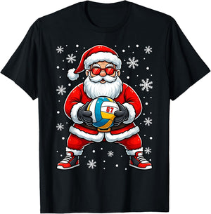 Funny Christmas Volleyball Cool Santa Claus 6 7 Meme Teens T-Shirt - T-Shirt | Black
