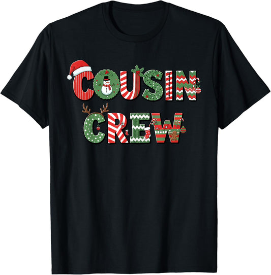 Cousin Crew Christmas Kids Holiday Matching Family Xmas T-Shirt - T-Shirt | Black