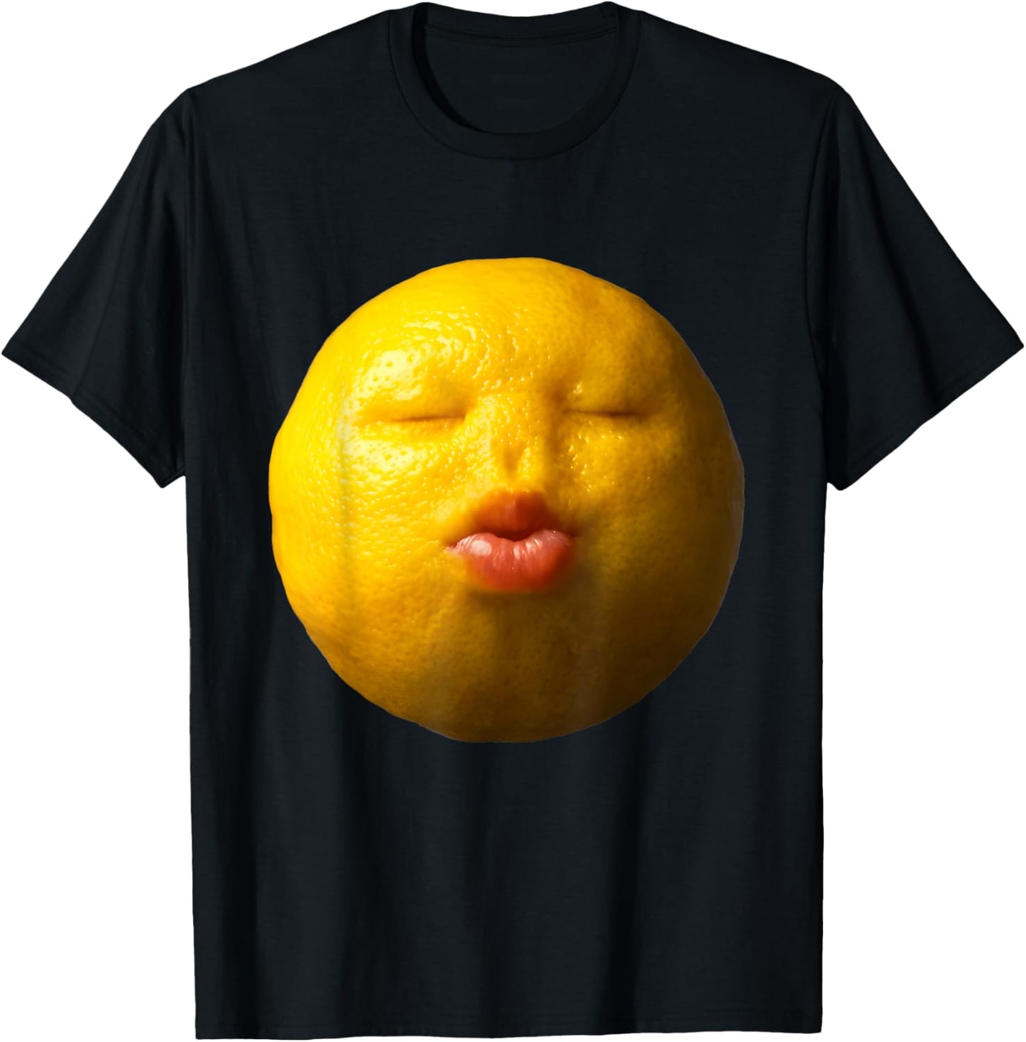 Niche Lemon Meme Ai Fruits Eating Fruit Funny brainrot Silly T-Shirt - T-Shirt | Black